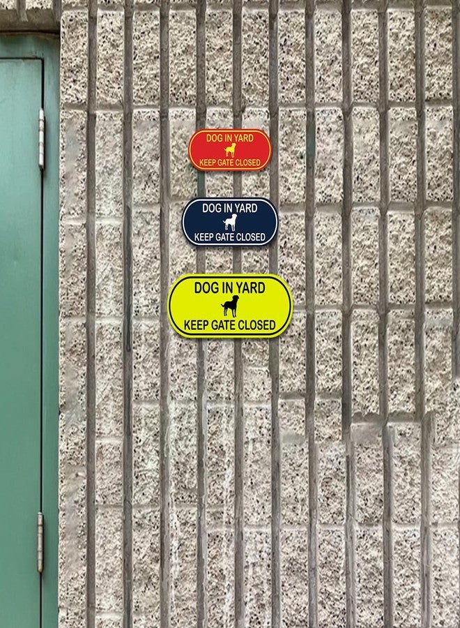 All Quality Dog in Yard Keep Gate Closed Pill Shape Wall or Door Sign | Home Security and Dog Safety Signage - Ivory/Brown (1 Pack) - Image 3